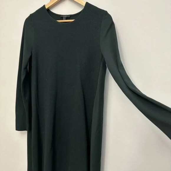 COS Wool Cotton Blend A-Line Long Sleeve Shift Jersey Dress Wool Panel Green M - Picture 5 of 16